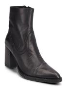 Leather Ankle Boots With Block Heel Black Mango