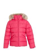 Essential Down Fur Hood Jacket Pink Tommy Hilfiger