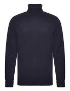 Man Chunky Roll Neck Sweater Navy Davida Cashmere