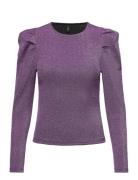 Onlrich L/S Glitter Puff Top Cs Jrs Purple ONLY