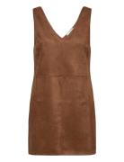 Straight Suede Dress Brown Mango