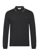 Stretch Pique Tipping Ls Polo Black Calvin Klein