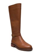 Hallee Tumbled Leather Tall Boot Brown Lauren Ralph Lauren