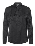 Belting-Motif Jacquard Tie-Neck Shirt Black Lauren Ralph Lauren