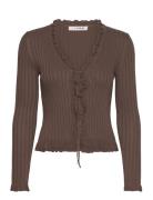 Fabian Tie Cardigan Brown A-View