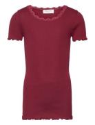 Silk T-Shirt W/ Lace Burgundy Rosemunde Kids