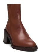 Bootie - Block Heel - With Zippe Brown ANGULUS