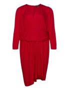 Ruched Stretch Jersey Surplice Dress Red Lauren Women