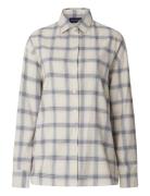 Edith Organic Cotton Check Flannel Shirt White Lexington Clothing