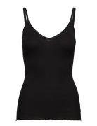 Rwbelle Sl V-Neck Elastic Top Black Rosemunde