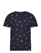 All Over Printed Rib T-Shirt Navy Tom Tailor