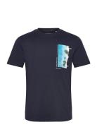 Printed Rounded Hem T-Shirt Blue Tom Tailor