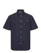 Regular Linen Look Short Sleeve Shi Navy Knowledge Cotton Apparel