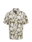 Onstrev Reg Ctn Lin Aop Ss Shirt Noos Khaki ONLY & SONS