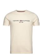 Tommy Logo Tee Beige Tommy Hilfiger