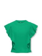 Kognella S/L Short Ruffle Top Jrs Green Kids Only