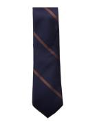 Navy Brown League Silk Tie Navy AN IVY