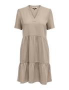 Onltiri-Caro S/S V-Neck Lin Dress Cc Pnt Beige ONLY