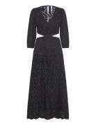 Embroidered Dress With Slits Black Mango