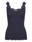 Organic Top W/ Lace Navy Rosemunde