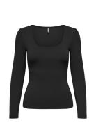 Onlea L/S 2-Way Deep Neck Top Jrs Noos Black ONLY