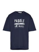 Printed Message T-Shirt Navy Mango