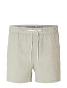 Slhcooper-Seersucker Swimshorts Green Selected Homme