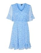 Vmsmilla 2/4 Short Dress Wvn Ga Blue Vero Moda