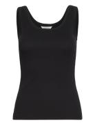 Slim Ribbed Tank Top Black GANT