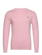 Cotton Cable C-Neck Pink GANT