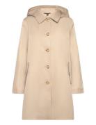 Hooded Cotton-Blend Balmacaan Coat Beige Lauren Ralph Lauren