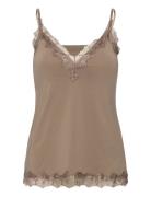 Rwbillie Sl Lace Strap Top Beige Rosemunde