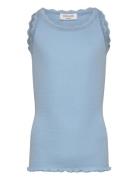 Beatha Silk Top W/ Lace Blue Rosemunde Kids