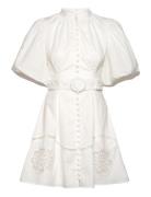 Allie Pouf Sleeve Embroidered Mini Dress White Malina
