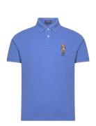 Custom Slim Polo Bear Mesh Polo Shirt Blue Polo Ralph Lauren