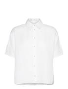 Short Sleeve Linen-Blend Shirt White Mango