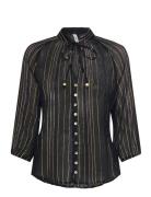 Striped Bow Blouse Black Mango