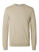 Slhberg Crew Neck B Beige Selected Homme