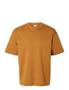 Slhlooseoscar Ss O-Neck Tee Noos Yellow Selected Homme