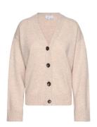 V-Neck Wide Cardigan Beige Davida Cashmere