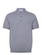 Fine-Knit Polo Shirt Blue Mango