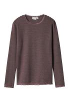 Nkfwang Wool Needle Ls Top Solid Purple Name It