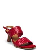 Sandals - Block Heels Red ANGULUS