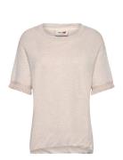 Mmkalu O-Ss Fringe Tee Beige MOS MOSH