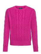 Aran-Knit Cotton Sweater Pink Ralph Lauren Kids