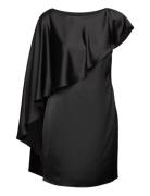 Satin Cape Cocktail Dress Black Lauren Ralph Lauren