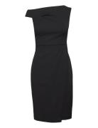 Scuba Crepe Off Shoulder Dress Black Calvin Klein