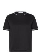 Cotton T-Shirt With Contrasting Trim Black Mango