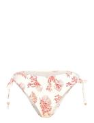 Blanka Printed Drawstring Bikini Bottoms Red Malina