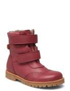 Rub Sole™ Broque Velcro Boot Tex Red Pom Pom